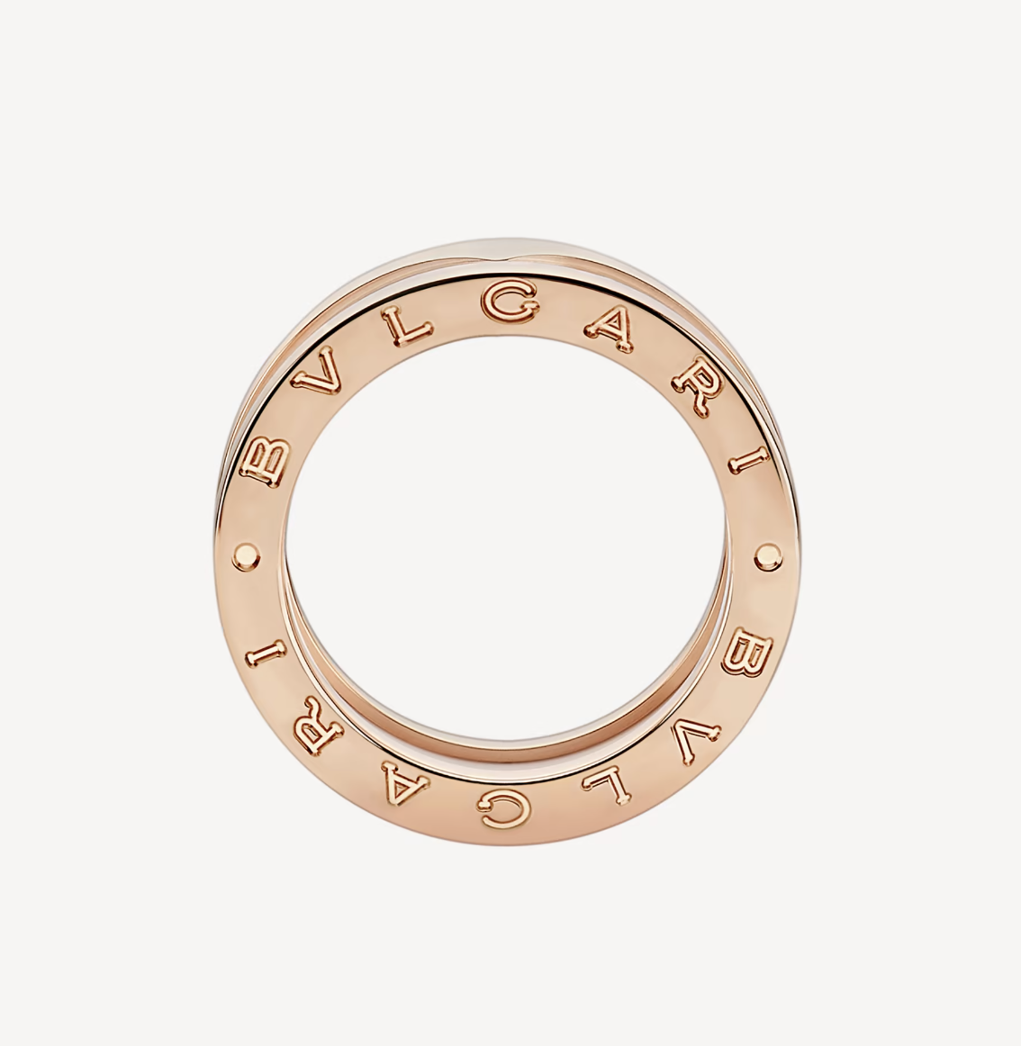 [Lucas Jewelry]ZERO 1 TWO-BAND LOOPS AND WHITE CERAMIC SPIRAL PINK GOLD RING