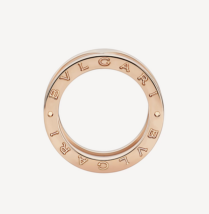 [Lucas Jewelry]ZERO 1 TWO-BAND LOOPS AND WHITE CERAMIC SPIRAL PINK GOLD RING