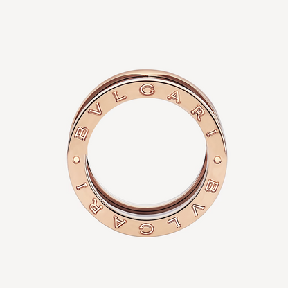 [Lucas Jewelry]ZERO 1 FOUR-BAND LOOPS AND BLACK CERAMIC SPIRAL PINK GOLD RING