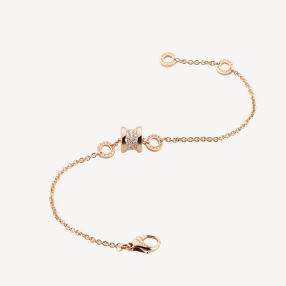 [Lucas Jewelry]ZERO 1 SOFT PINK GOLD WITH PAVED DIAMONDS ON THE SPIRAL BRACELET