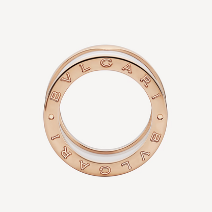 [Lucas Jewelry]ZERO 1 FOUR-BAND LOOPS AND WHITE CERAMIC SPIRAL PINK GOLD RING