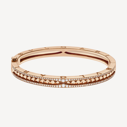 [Lucas Jewelry]ZERO 1 SPIRAL AND PAVED DIAMOND PINK GOLD BRACELET