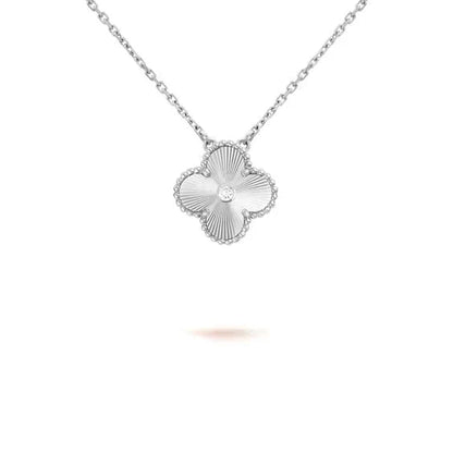 [Lucas Jewelry]CLOVER  15MM DIAMOND LASER NECKLACE SILVER