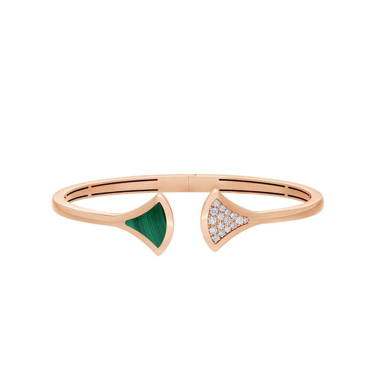 [Lucas Jewelry]DREAM BRACELET OPEN MALACHITE PINK GOLD