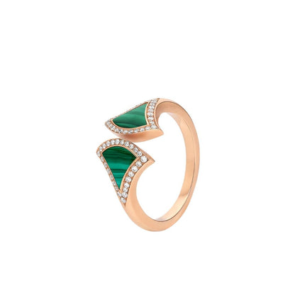 [Lucas Jewelry]DREAM MALACHITE DIAMOND OPEN RING