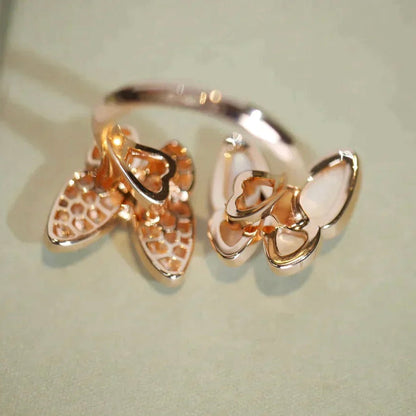 [Lucas Jewelry]TWIN BUTTERFLY DIAMOND MOP RING