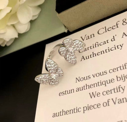 [Lucas Jewelry]TWIN SILVER BUTTERFLY DIAMOND RING