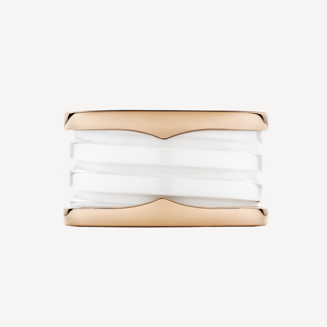 [Lucas Jewelry]ZERO 1 FOUR-BAND LOOPS AND WHITE CERAMIC SPIRAL PINK GOLD RING