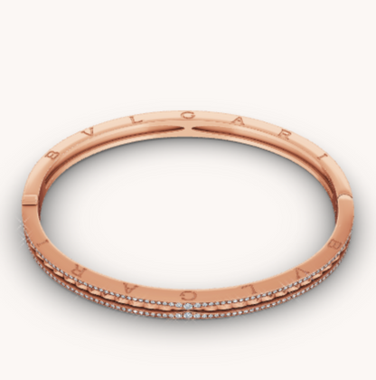 [Lucas Jewelry]ZERO 1 SPIRAL AND PAVED DIAMOND PINK GOLD BRACELET