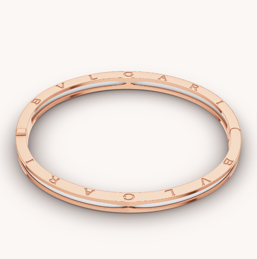 [Lucas Jewelry]ZERO 1 PINK GOLD WITH WHITE CERAMIC BRACELET