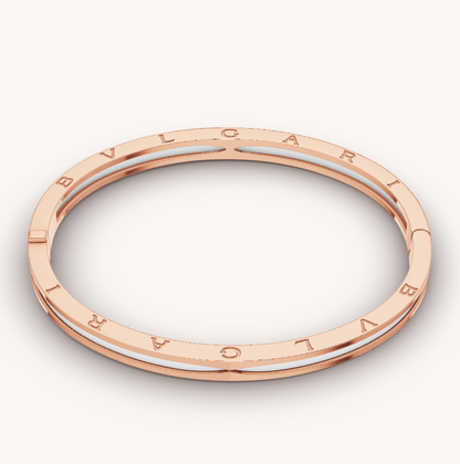 [Lucas Jewelry]ZERO 1 PINK GOLD WITH WHITE CERAMIC BRACELET