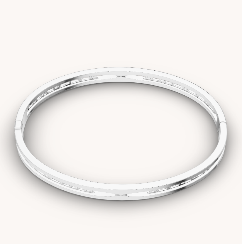 [Lucas Jewelry]ZERO 1 SPIRAL LOGO SILVER BRACELET