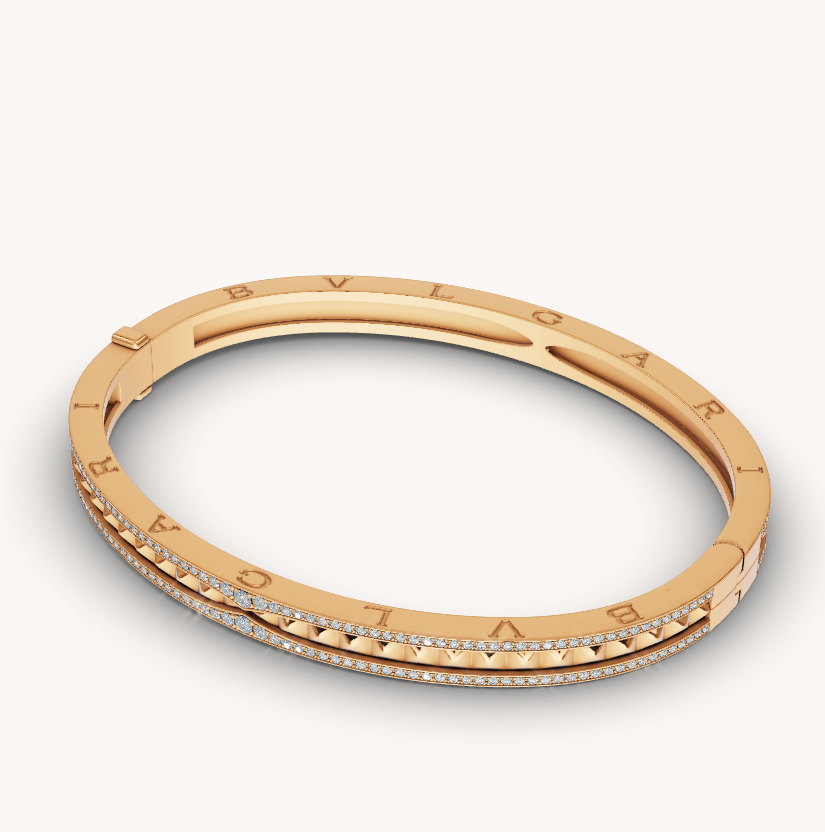 [Lucas Jewelry]ZERO 1 SPIRAL AND PAVED DIAMOND GOLD BRACELET