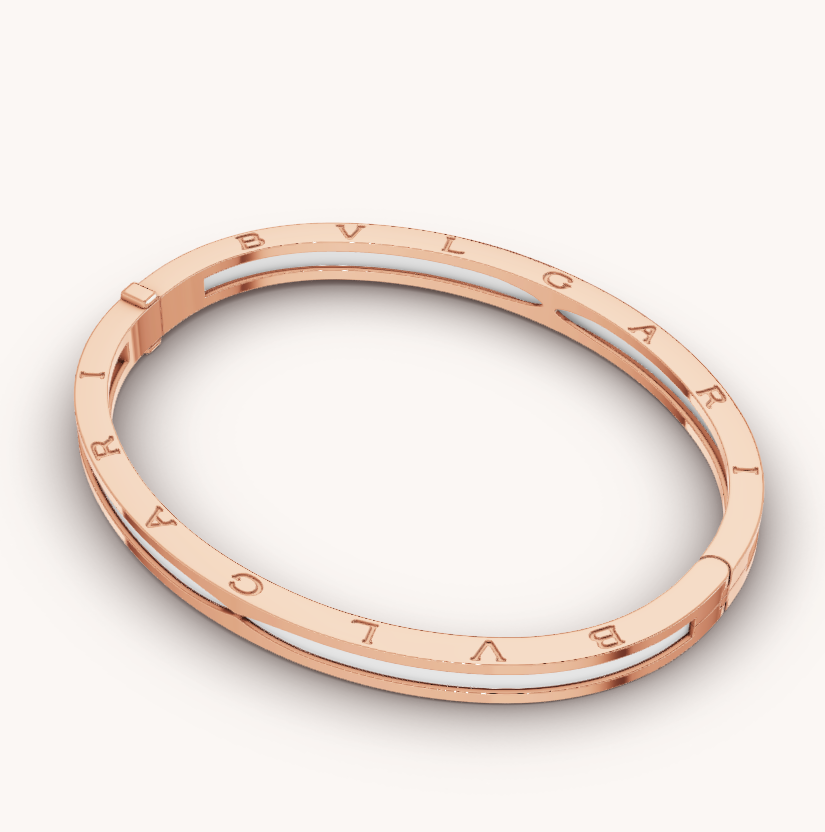 [Lucas Jewelry]ZERO 1 PINK GOLD WITH WHITE CERAMIC BRACELET