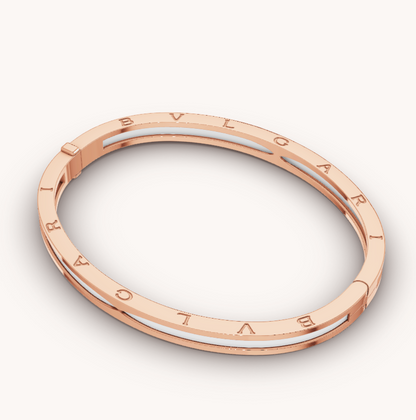 [Lucas Jewelry]ZERO 1 PINK GOLD WITH WHITE CERAMIC BRACELET