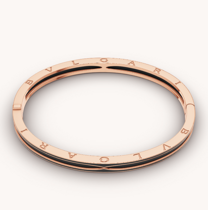 [Lucas Jewelry]ZERO 1 PINK GOLD WITH MATTE BLACK CERAMIC BRACELET