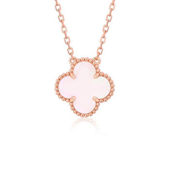 [Lucas Jewelry]CLOVER 15MM PINK MOTHER-OF-PEARL SINGLE FLOWER NECKLACE