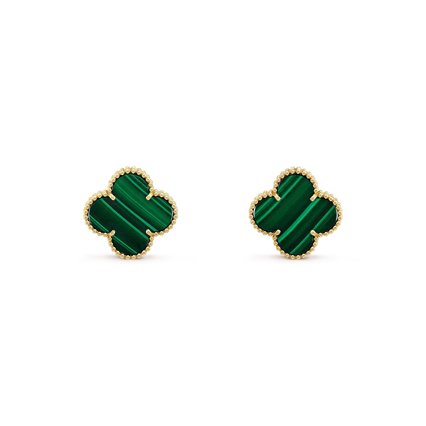 [Lucas Jewelry]CLOVER MINI 9.5MM MALACHITE  EARRINGS