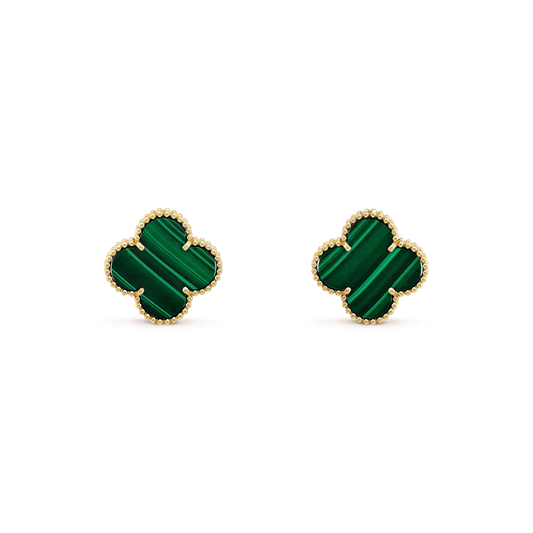 [Lucas Jewelry]CLOVER MINI 9.5MM MALACHITE  EARRINGS