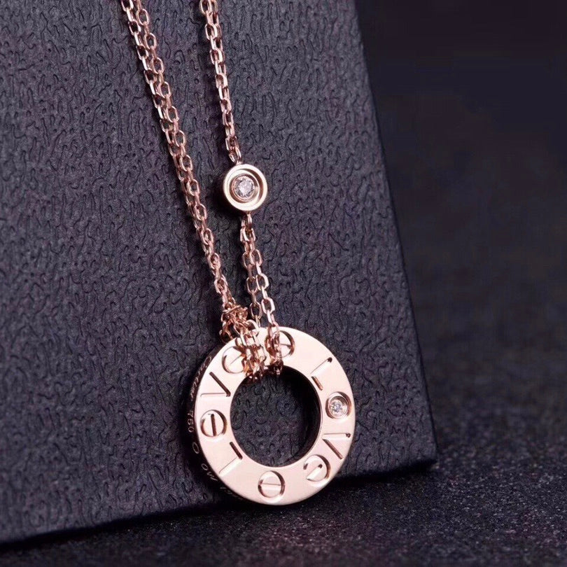 [Lucas Jewelry]LOVE NECKLACE 16MM 2 DIAMONDS