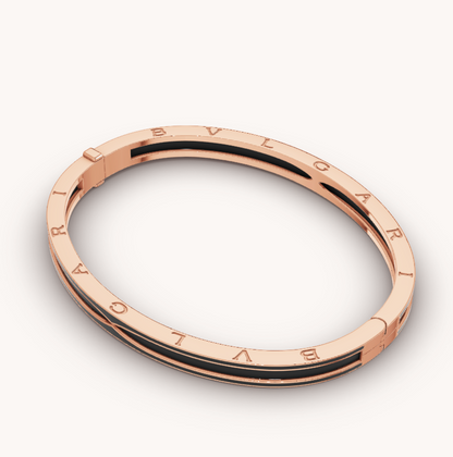 [Lucas Jewelry]ZERO 1 PINK GOLD WITH MATTE BLACK CERAMIC BRACELET