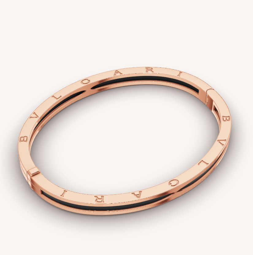 [Lucas Jewelry]ZERO 1 PINK GOLD WITH BLACK CERAMIC BRACELET