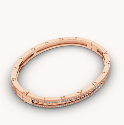 [Lucas Jewelry]ZERO 1 SPIRAL AND PAVED DIAMOND PINK GOLD BRACELET