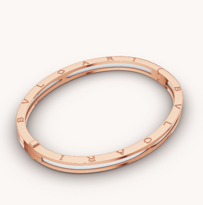 [Lucas Jewelry]ZERO 1 PINK GOLD WITH WHITE CERAMIC BRACELET