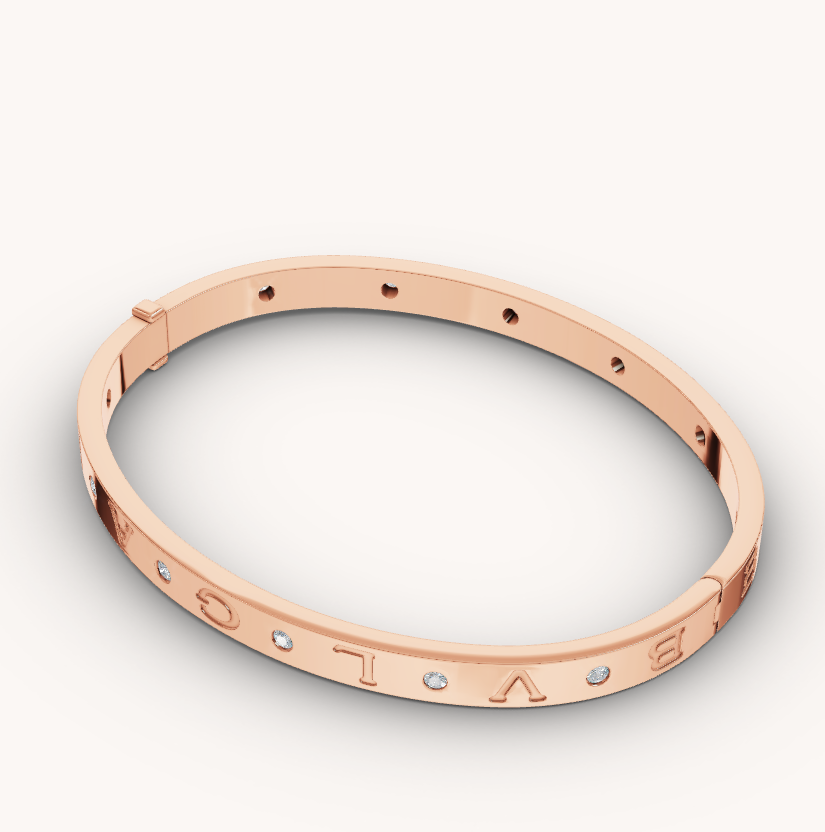 [Lucas Jewelry]ZERO 1 PINK GOLD 12 DIAMONDS BRACELET