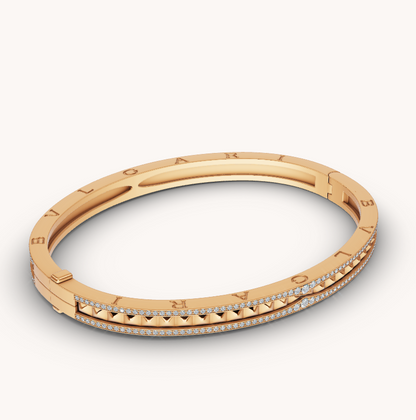 [Lucas Jewelry]ZERO 1 SPIRAL AND PAVED DIAMOND GOLD BRACELET