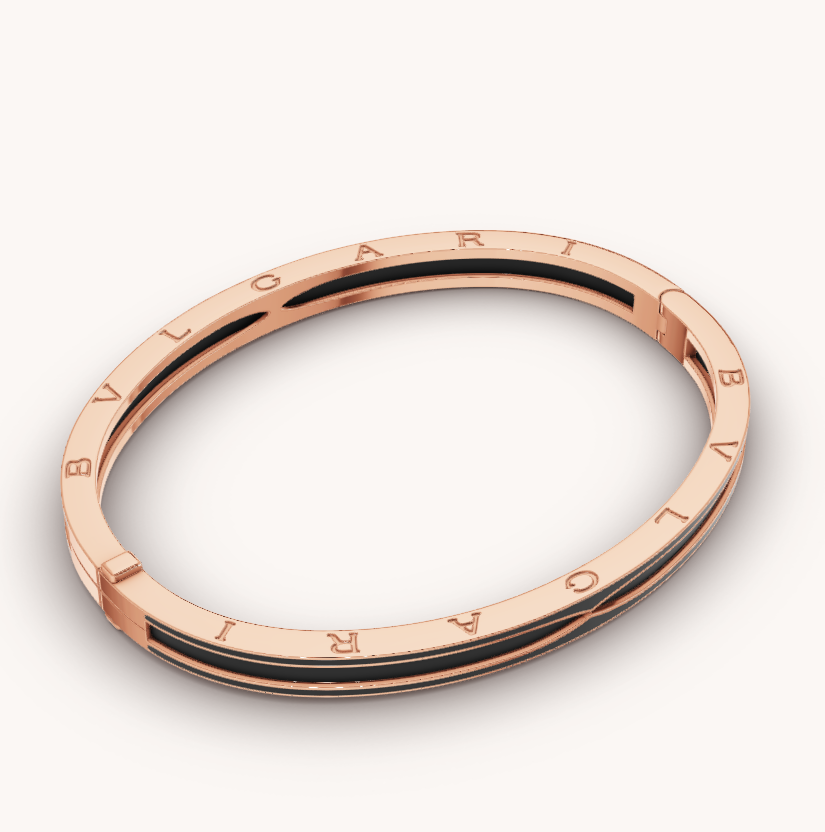 [Lucas Jewelry]ZERO 1 PINK GOLD WITH MATTE BLACK CERAMIC BRACELET