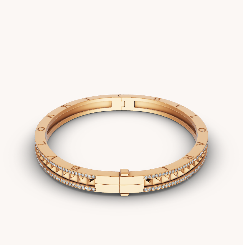 [Lucas Jewelry]ZERO 1 SPIRAL AND PAVED DIAMOND GOLD BRACELET