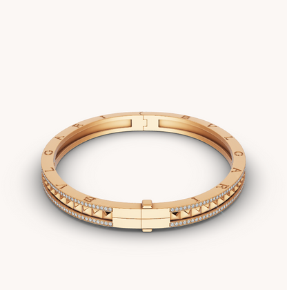 [Lucas Jewelry]ZERO 1 SPIRAL AND PAVED DIAMOND GOLD BRACELET