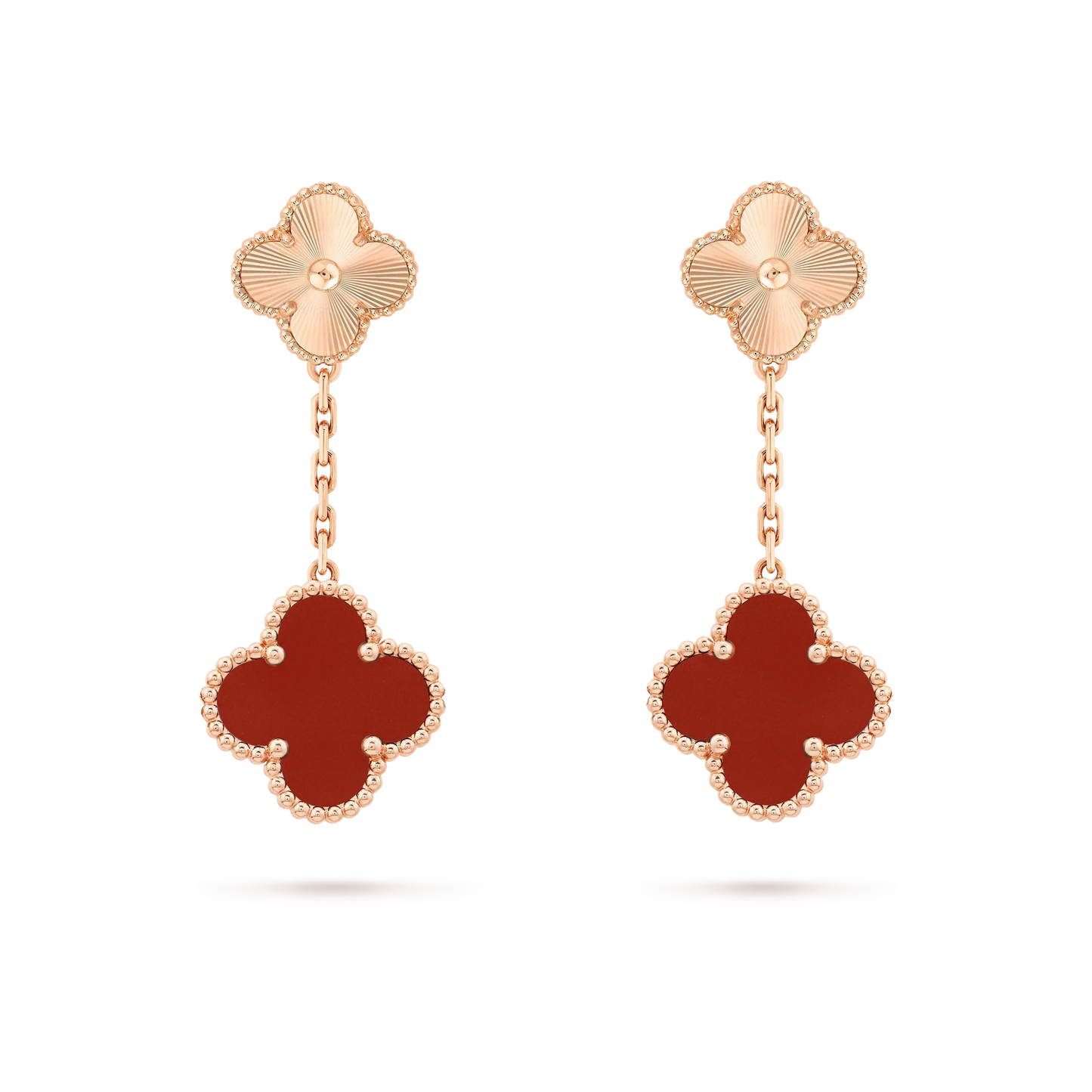 [Lucas Jewelry]CLOVER 2 MOTIF  LASER CARNELIAN EARRINGS