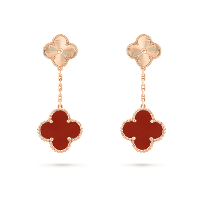 [Lucas Jewelry]CLOVER 2 MOTIF  LASER CARNELIAN EARRINGS