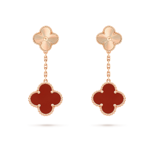 [Lucas Jewelry]CLOVER 2 MOTIF  LASER CARNELIAN EARRINGS