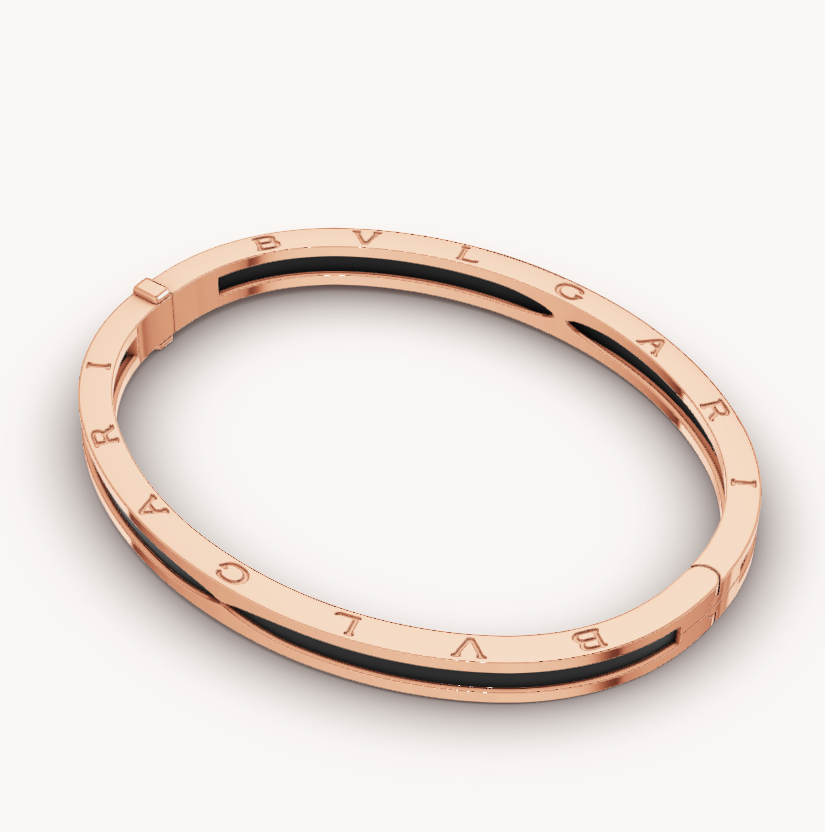 [Lucas Jewelry]ZERO 1 PINK GOLD WITH BLACK CERAMIC BRACELET