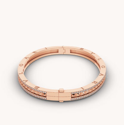 [Lucas Jewelry]ZERO 1 SPIRAL AND PAVED DIAMOND PINK GOLD BRACELET