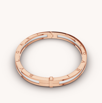 [Lucas Jewelry]ZERO 1 PINK GOLD WITH WHITE CERAMIC BRACELET