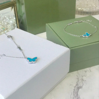 [Lucas Jewelry]BUTTERFLY TURQUOISE BUTTERFLY BRACELET SILVER