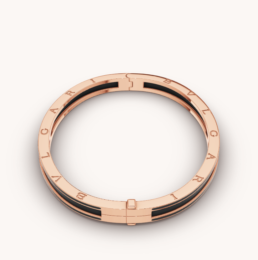 [Lucas Jewelry]ZERO 1 PINK GOLD WITH MATTE BLACK CERAMIC BRACELET