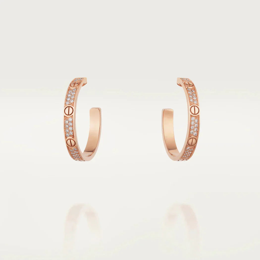 [Lucas Jewelry]LOVE DIAMOND PINK GOLD HOOP EARRINGS