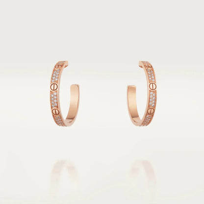 [Lucas Jewelry]LOVE DIAMOND PINK GOLD HOOP EARRINGS