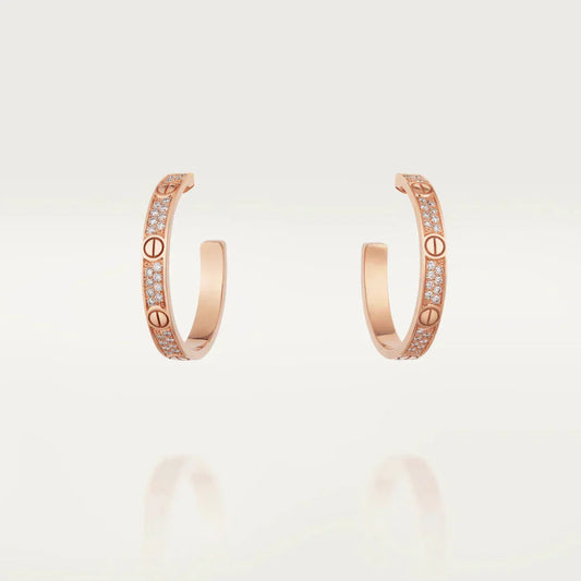 [Lucas Jewelry]LOVE DIAMOND PINK GOLD HOOP EARRINGS