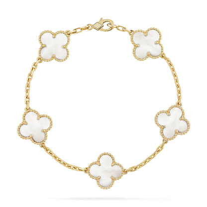 [Lucas Jewelry]CLOVER  5 MOTIF WHITE MOP BRACELET