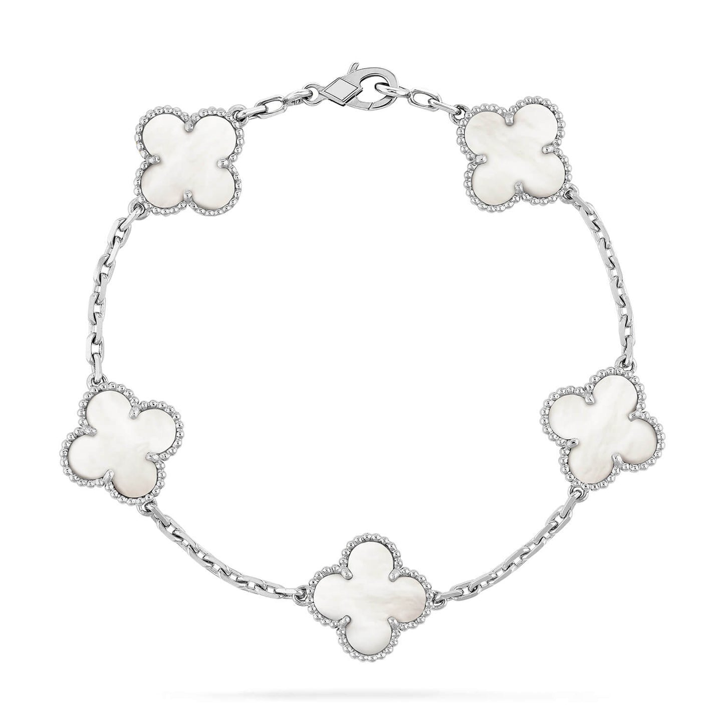 [Lucas Jewelry]CLOVER SILVER MOP 5 MOTIF BRACELET