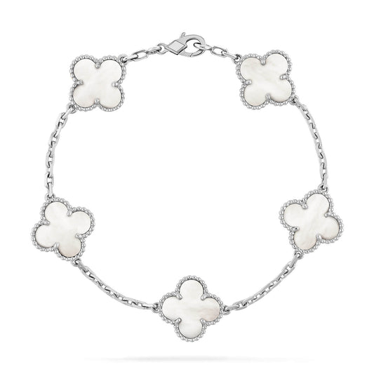 [Lucas Jewelry]CLOVER SILVER MOP 5 MOTIF BRACELET