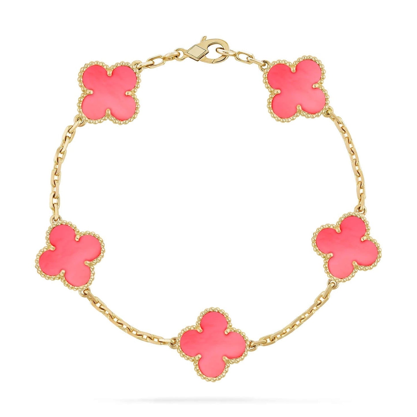 [Lucas Jewelry]CLOVER 5 PINK MOP BRACELET