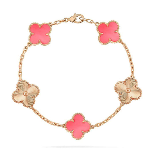 [Lucas Jewelry]CLOVER BRACELET 5 MOTIF PINK AND PINK GOLD