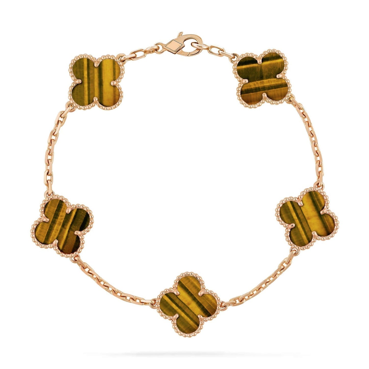 [Lucas Jewelry]CLOVER  5 MOTIFS TIGER EYE BRACELET